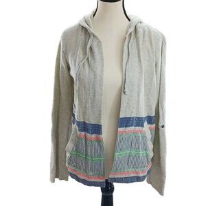 Billabong Hooded Jacket Tattered Surfer Knit French Terry Open Front Size S